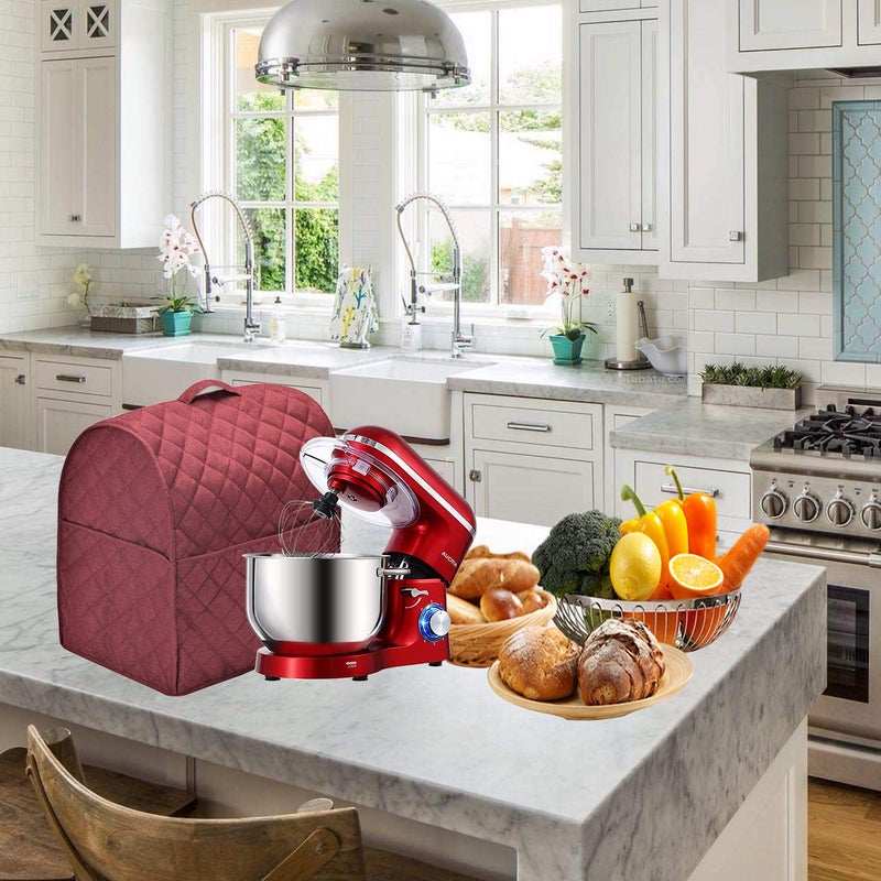 NALAN Stand Mixer Dust Cover with 3 Pockets Compatible with KitchenAid Tilt Head, Easy Cleaning,Can Ironable (Red Wine, Fits for 6-8 Quart) - Image 5